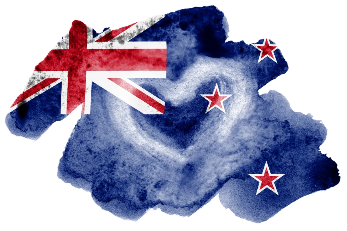 New Zealand Flag and Heart Graphic